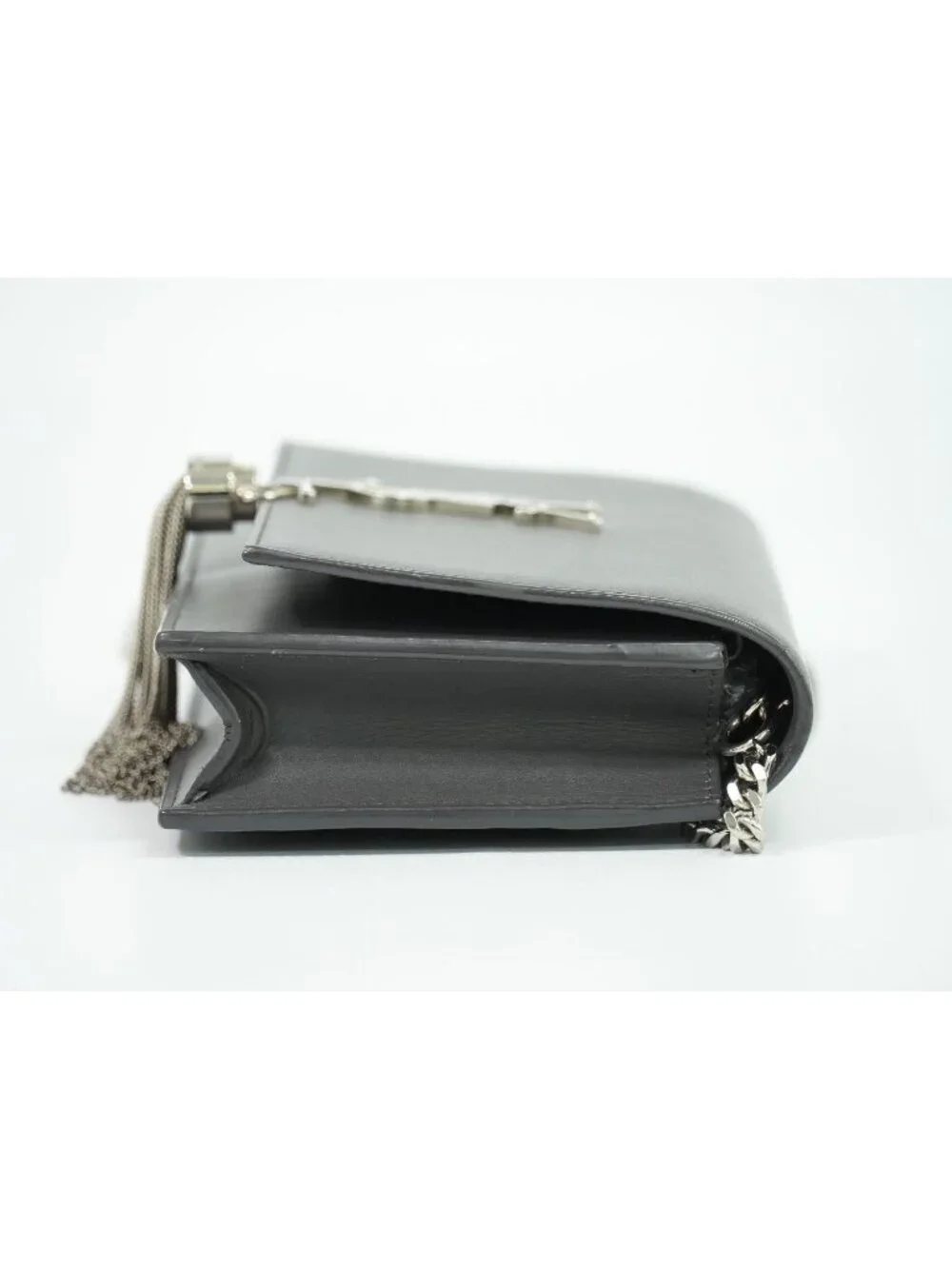 Saint Laurent YSL Kate Tassel Chain Shoulder Bag Pochette Leather Gray